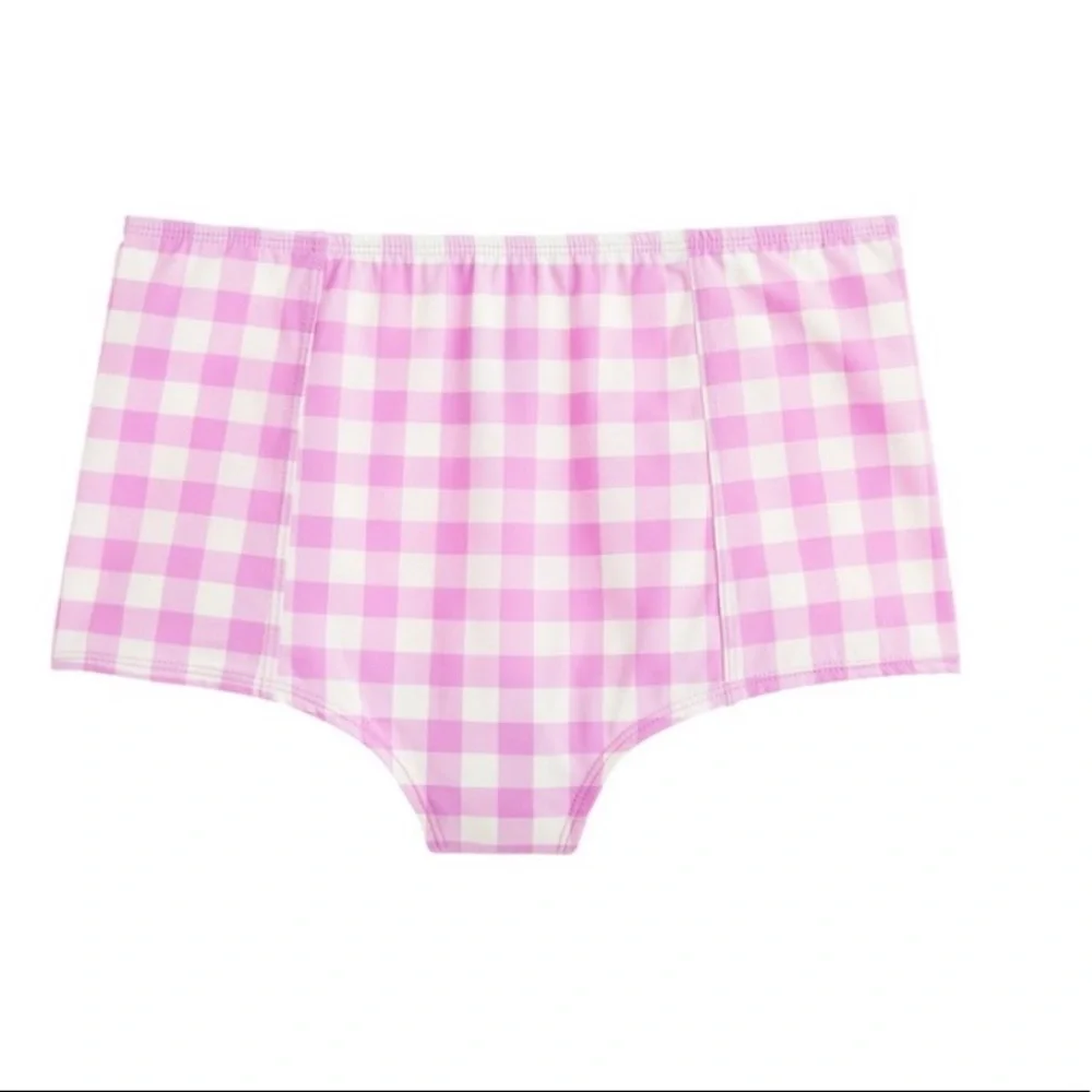 J Crew High Waist Bikini Bottoms Matte Gingham Size XS New - Picture 2 of 5